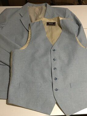Vintage Levis Action 46R 2 Piece Vest Jacket Blazer Suit Blue